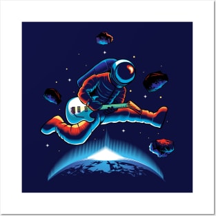 Astronaut Rocking in Outer Space Posters and Art